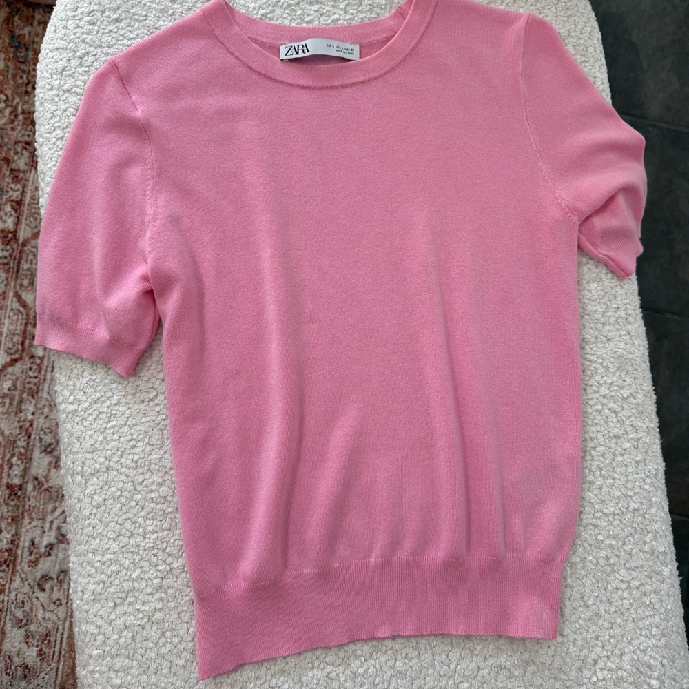 Zara pink crew sweater top